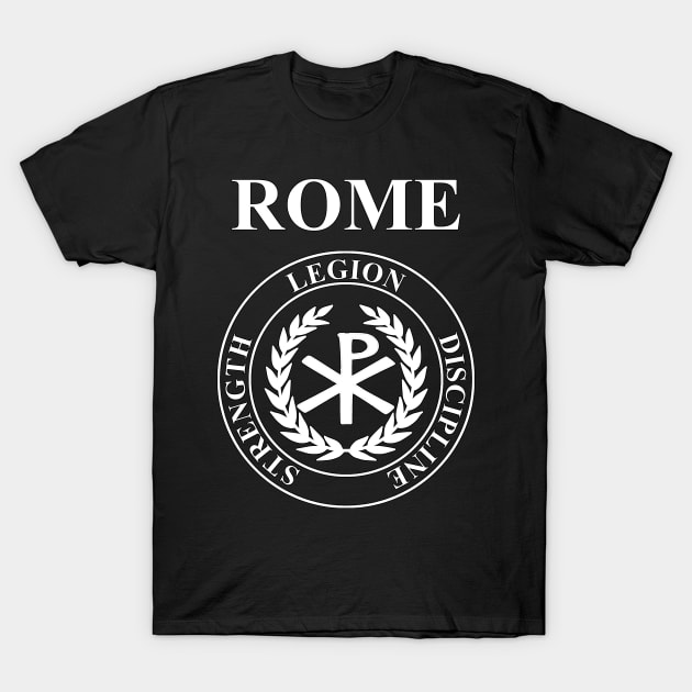 Rome Virtues of the Roman Legionary Chi Rho T-Shirt by AgemaApparel